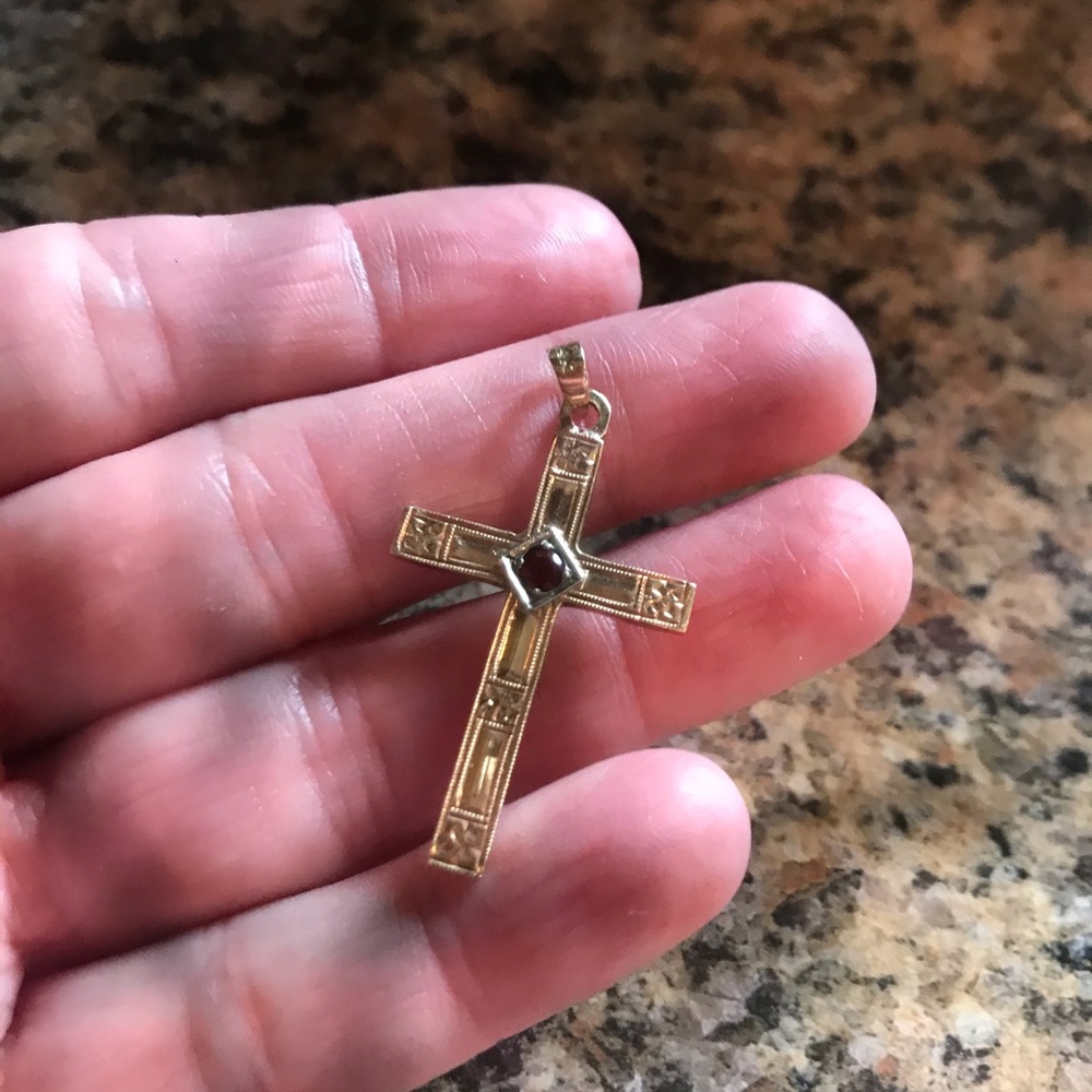 14k Garnet? Citrine? Cross